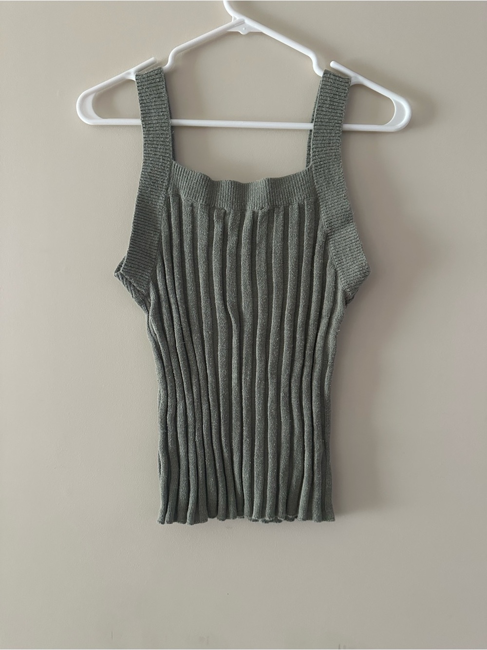LOFT Olive Green Ribbed Square-Neck Tank